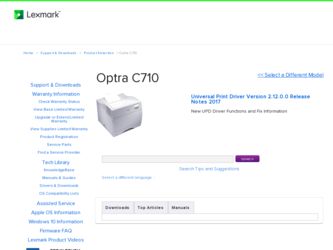 Optra C710 driver download page on the Lexmark site