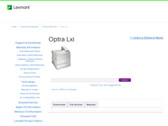 Optra Lxi driver download page on the Lexmark site