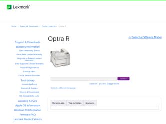 Optra R driver download page on the Lexmark site