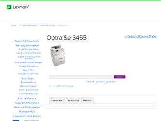 Optra Se 3455 driver download page on the Lexmark site