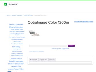 OptraImage Color 1200m driver download page on the Lexmark site