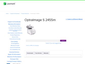 OptraImage S 2455m driver download page on the Lexmark site