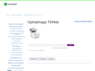 OptraImage T614dx driver download page on the Lexmark site