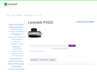 P3120 driver download page on the Lexmark site