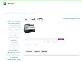 P315 driver download page on the Lexmark site