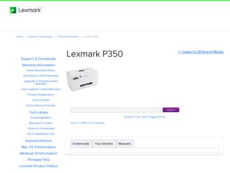 P350 driver download page on the Lexmark site