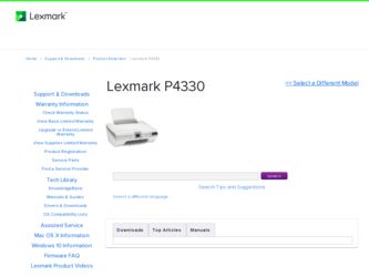 P4330 driver download page on the Lexmark site