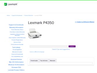 P4350 driver download page on the Lexmark site
