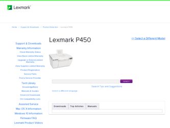 P450 driver download page on the Lexmark site