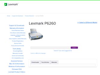 P6260 driver download page on the Lexmark site