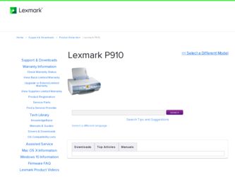 P910 driver download page on the Lexmark site
