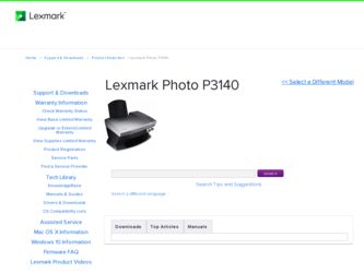 Photo P3140 driver download page on the Lexmark site