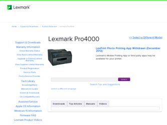 Pro4000 driver download page on the Lexmark site