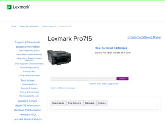 Pro715 driver download page on the Lexmark site