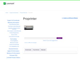 Proprinter driver download page on the Lexmark site
