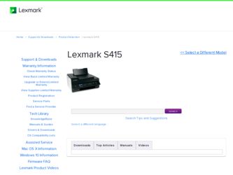 S415 driver download page on the Lexmark site