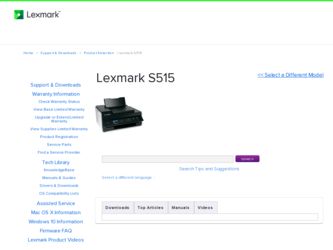 S515 driver download page on the Lexmark site