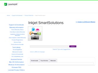 SmartSolutions driver download page on the Lexmark site