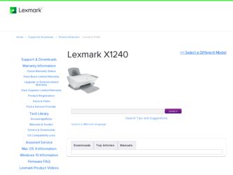 X1240 driver download page on the Lexmark site