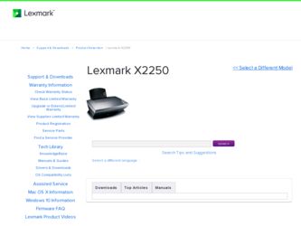 X2250 driver download page on the Lexmark site