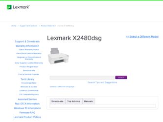 X2480dsg driver download page on the Lexmark site
