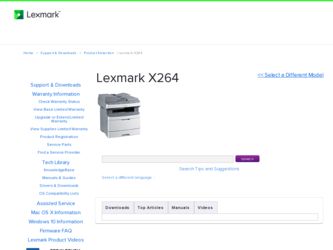 X264 driver download page on the Lexmark site
