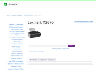 X2670 driver download page on the Lexmark site