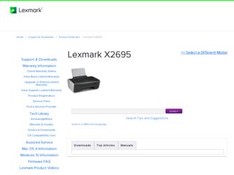 X2695 driver download page on the Lexmark site