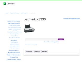 X3330 driver download page on the Lexmark site