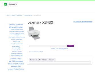 X3430 driver download page on the Lexmark site