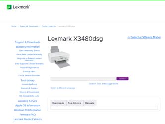 X3480dsg driver download page on the Lexmark site