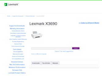 X3690 driver download page on the Lexmark site