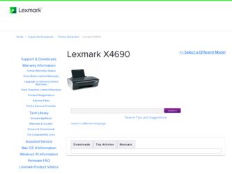 X4690 driver download page on the Lexmark site