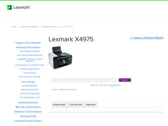 X4975 driver download page on the Lexmark site