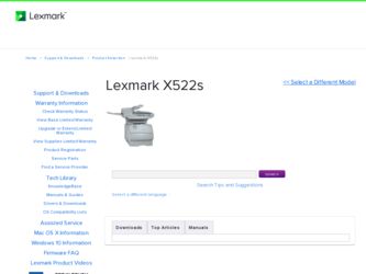 X522s driver download page on the Lexmark site