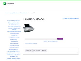 X5270 driver download page on the Lexmark site
