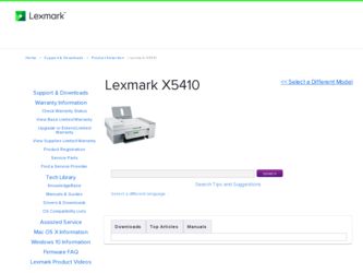 X5410 driver download page on the Lexmark site