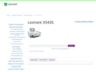X5435 driver download page on the Lexmark site