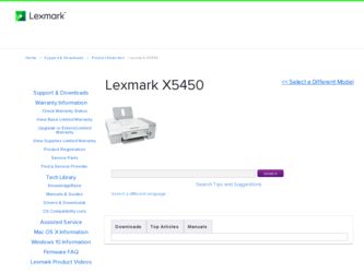 X5450 driver download page on the Lexmark site