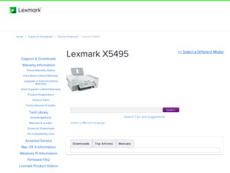X5495 driver download page on the Lexmark site