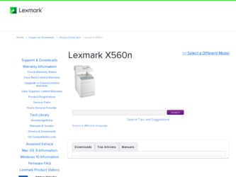 X560n driver download page on the Lexmark site