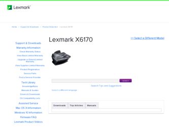 X6170 driver download page on the Lexmark site