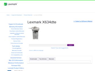 X634dte driver download page on the Lexmark site