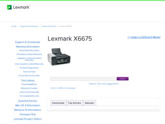 X6675 driver download page on the Lexmark site