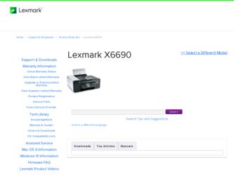 X6690 driver download page on the Lexmark site