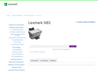 X83 driver download page on the Lexmark site