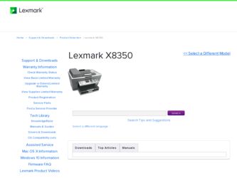 X8350 driver download page on the Lexmark site