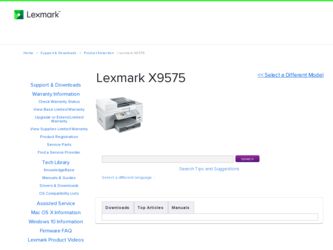 X9575 driver download page on the Lexmark site