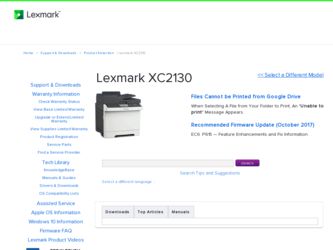 XC2130 driver download page on the Lexmark site