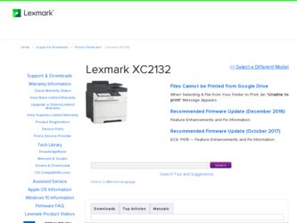 XC2132 driver download page on the Lexmark site